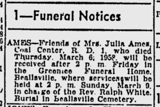 Julia Ames obit